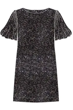 NOOKI DESIGN Dusty Sequin T Shirt Dress - M / Black / 100% Polyester; Lining: 65% Viscose/35% Polyester