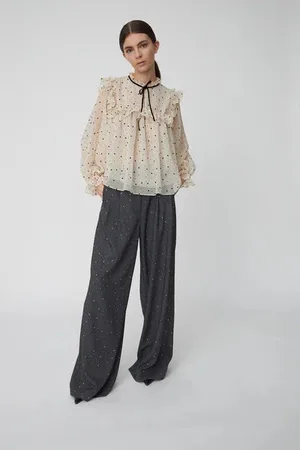 Stella Nova Flock Printed Blouse - 32 / Crème