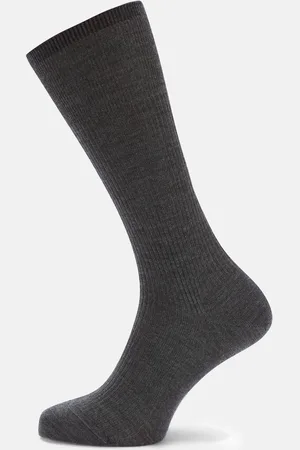 Turnbull & Asser Dark Grey Mid-Length Merino Wool Socks