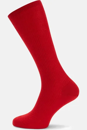 Turnbull & Asser Red Mid-Length Merino Wool Socks
