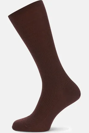Turnbull & Asser Maroon Mid-Length Merino Wool Socks