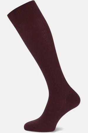 Turnbull & Asser Maroon Long Merino Wool Socks