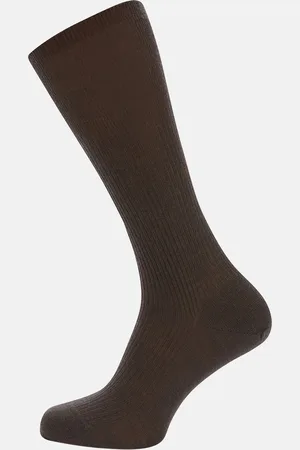Turnbull & Asser Chocolate Brown Mid-Length Merino Wool Socks