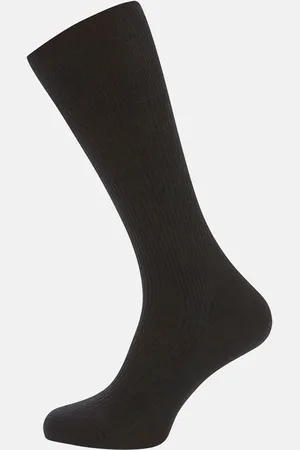 Turnbull & Asser Black Mid-Length Merino Wool Socks