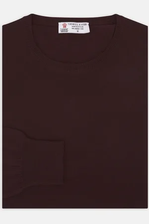 Turnbull & Asser Wine Crew Neck Merino Wool Jumper