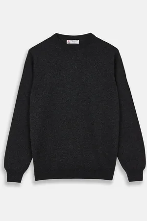 Turnbull & Asser Charcoal Crew Neck Cashmere Jumper
