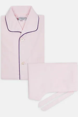 Turnbull & Asser Pink Piped Cotton Pyjama Set