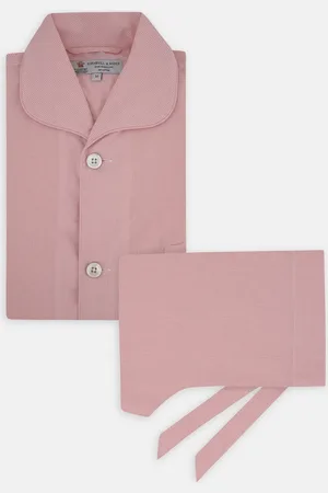Turnbull & Asser Pink Micro-Check Piped Cotton Pyjama Set