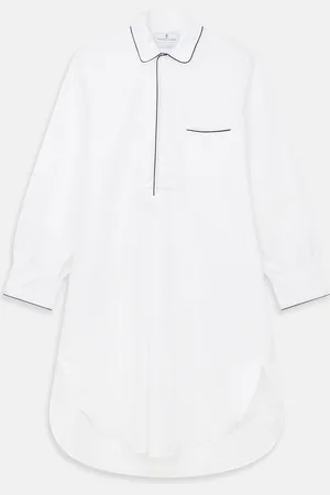 Turnbull & Asser White Piped Cotton Nightshirt
