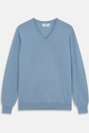 Turnbull & Asser Pale Blue Cashmere Paden V-Neck Jumper
