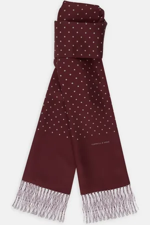 Turnbull & Asser Wine Spotted Silk Scarf