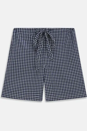 Turnbull & Asser Navy Motif Cotton and Silk Blend Duffield Pyjama shorts