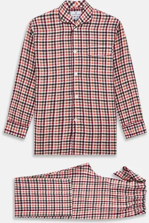 Turnbull & Asser Green Multi Check Linen Blend Quin Pyjama Set