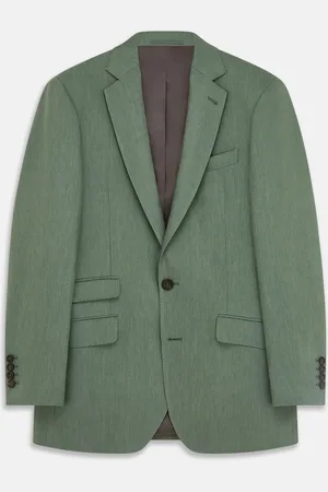 Turnbull & Asser Green Wool and Linen Blend Barrington Blazer