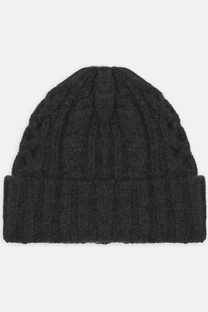 Turnbull & Asser Charcoal Cable Knit Cashmere Hat