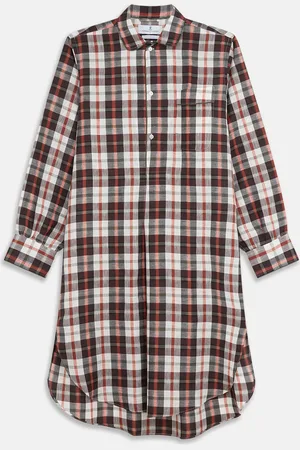 Turnbull & Asser Black Multi Check Linen Blend Sussex Nightshirt