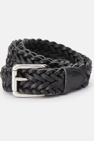 Turnbull & Asser Black Leather Woven Belt