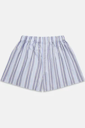 Turnbull & Asser Pale Blue and Yellow Multi Stripe Cotton Godfrey Boxers