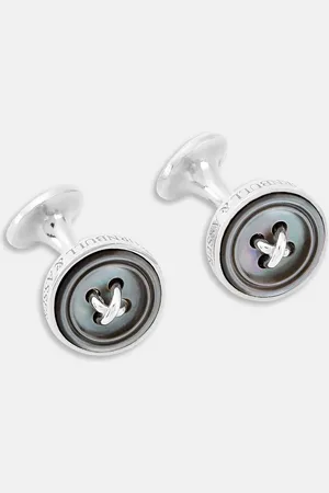 Turnbull & Asser Smoke Sterling Silver Mother-of-Pearl Button Cufflinks