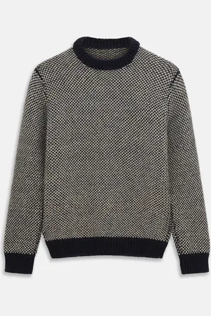 Turnbull & Asser Navy and White Wool Blend Billy Jumper
