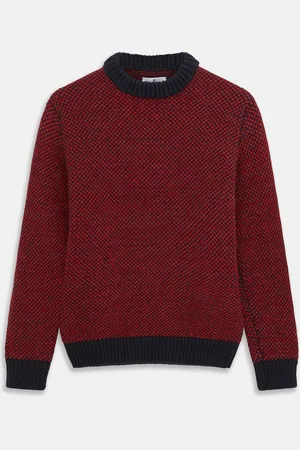 Turnbull & Asser Red and Navy Wool Blend Billy Jumper