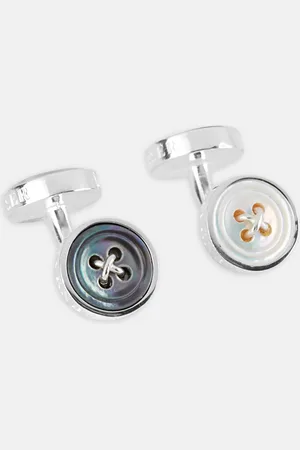Turnbull & Asser Reversible Sterling Silver Mother-of-Pearl Button Cufflinks