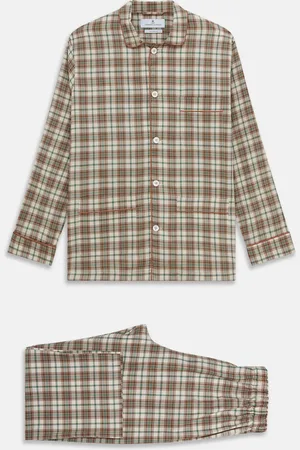 Turnbull & Asser Green and Oatmeal Cotton Hyde Pyjamas Set