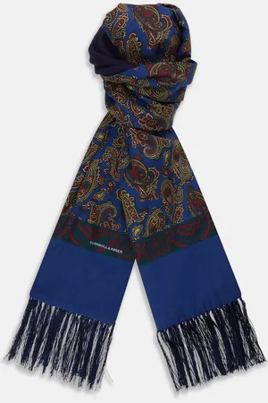 Turnbull & Asser Burgundy and Ivy Paisley Silk Scarf