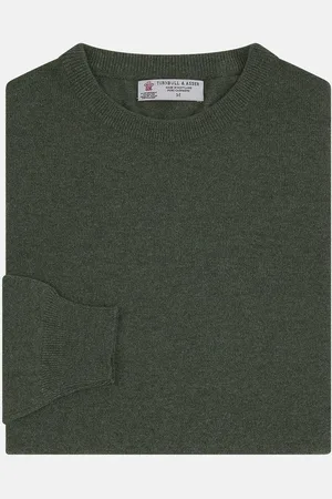 Turnbull & Asser Green Crew Neck Cashmere Jumper