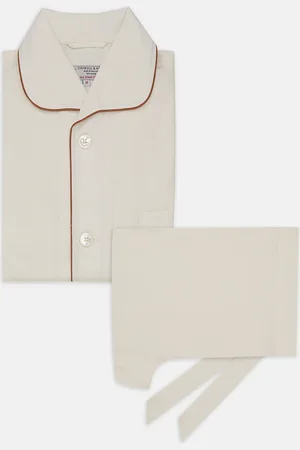 Turnbull & Asser Cream Sea Island Cotton Pyjama Set