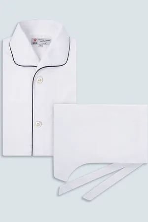 Turnbull & Asser White Piped Cotton Pyjama Set