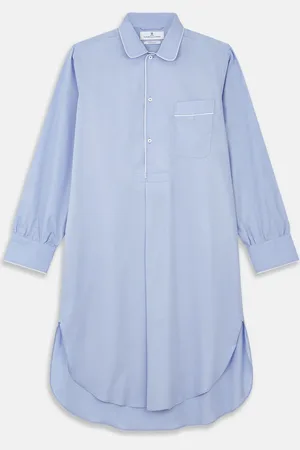 Turnbull & Asser Blue Piped Sea Island Quality Cotton Nightshirt