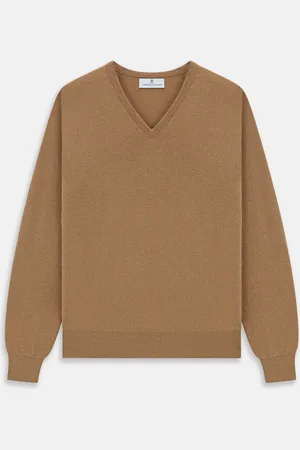 Turnbull & Asser Natural V-Neck Cashmere Jumper