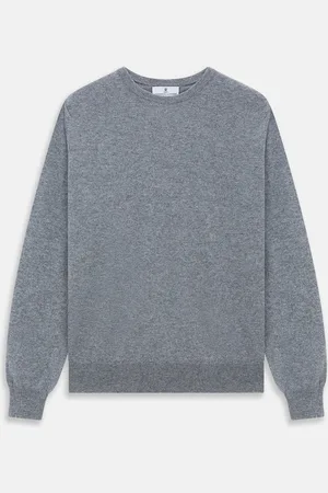Turnbull & Asser Flannel Grey Crew Neck Cashmere Jumper