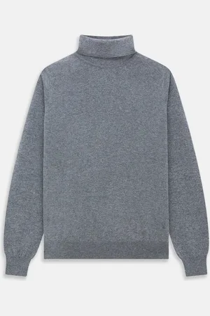 Turnbull & Asser Kylian Flannel Grey Roll Neck Jumper