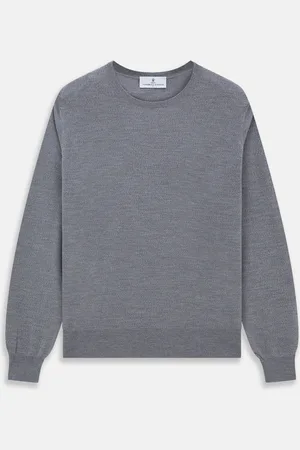 Turnbull & Asser Grey Crew Neck Merino Wool Jumper