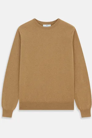Turnbull & Asser Camel Crew Neck Merino Wool Jumper