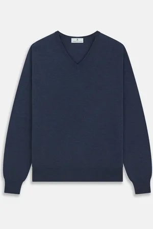 Turnbull & Asser Blue V-Neck Merino Wool Jumper