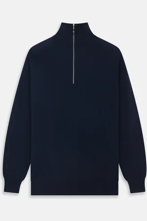 Turnbull & Asser Navy Half-Zip Cashmere Jumper