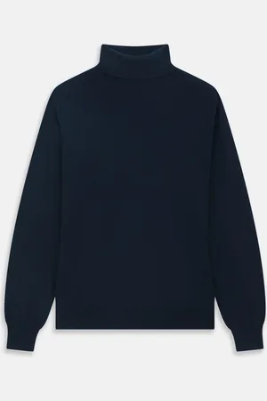 Turnbull & Asser Navy Cashmere Roll Neck Jumper