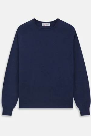 Turnbull & Asser Blue Crew Neck Merino Wool Jumper