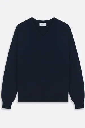 Turnbull & Asser Navy V-Neck Cashmere Jumper