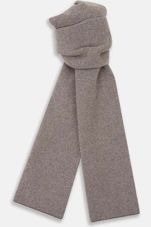 Turnbull & Asser Reversible Grey Herringbone Cashmere Scarf