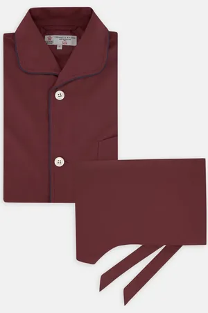 Turnbull & Asser Wine Piped Silk Pyjama Set