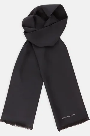 Turnbull & Asser Plain Black Silk Scarf