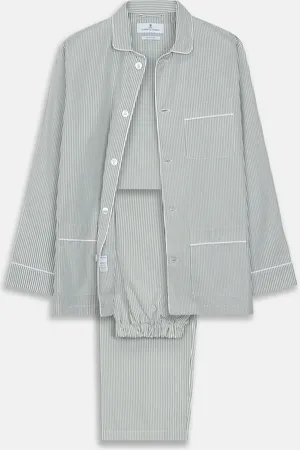 Turnbull & Asser Green Bengal Stripe Modern Fit Cotton Pyjama Set