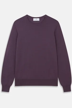 Turnbull & Asser Plum Kingston Merino Crew Neck Jumper