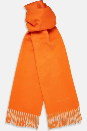 Turnbull & Asser Orange Purled Fringe Cashmere Scarf
