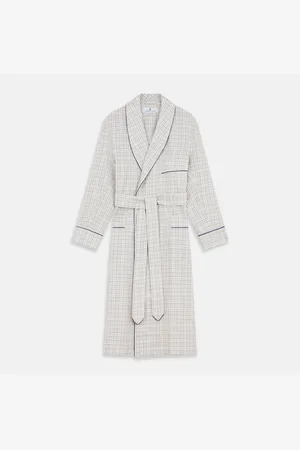 Turnbull & Asser Brown Multi Check Cotton-Cashmere Gown