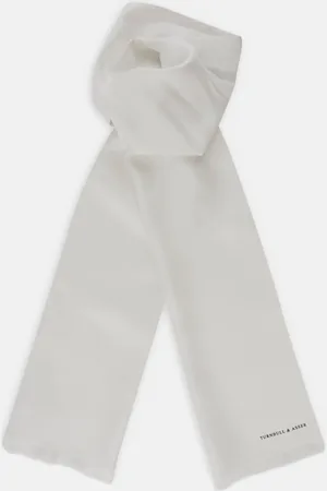 Turnbull & Asser Plain White Silk Scarf